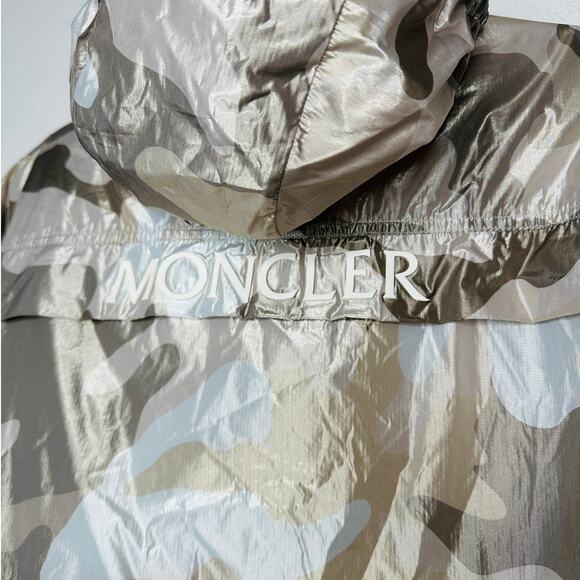 Moncler Sand Cream Beige Menchib Metallic Camo Hooded Jacket Retail $1695 2 - Picture 7 of 15